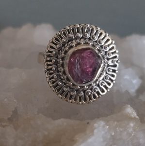 Pink Tourmaline Sterling Silver Ring